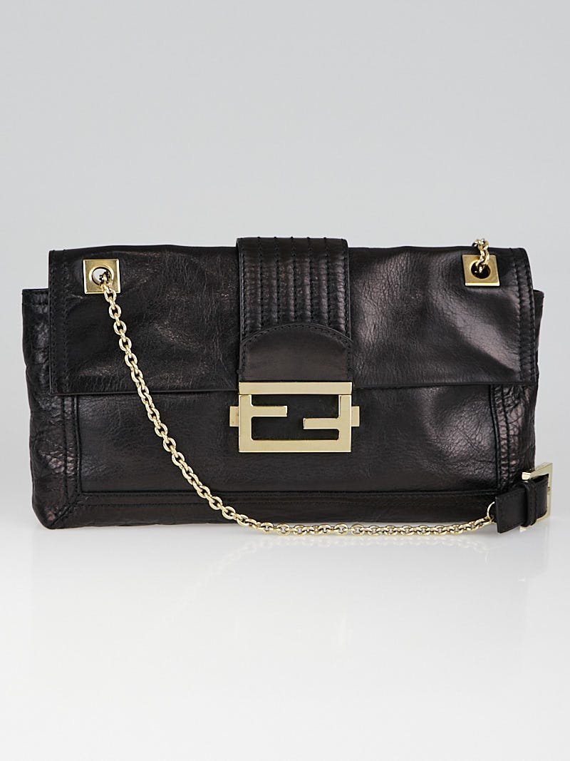 Fendi black leather on sale baguette