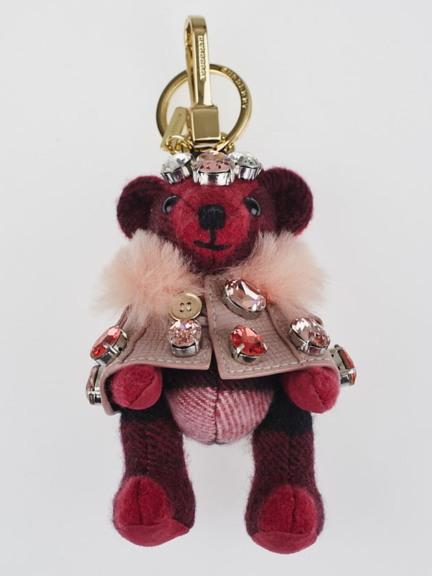 Burberry Fuchsia Pink Cashmere Cape and Crystals Thomas Bear Charm
