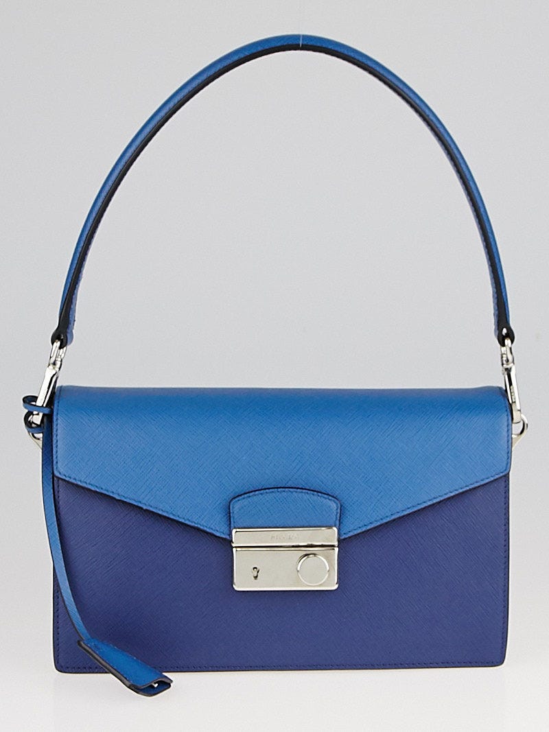 Prada high quality Blue Saffiano Leather Flap