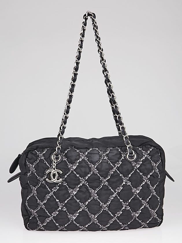 Chanel Black Quilted Bubble Nylon Tweed Stitch Camera Bag