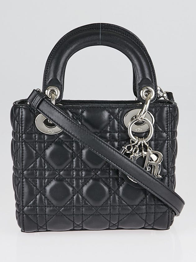 Christian Dior Black Cannage Quilted Lambskin Leather Mini Lady Dior Bag