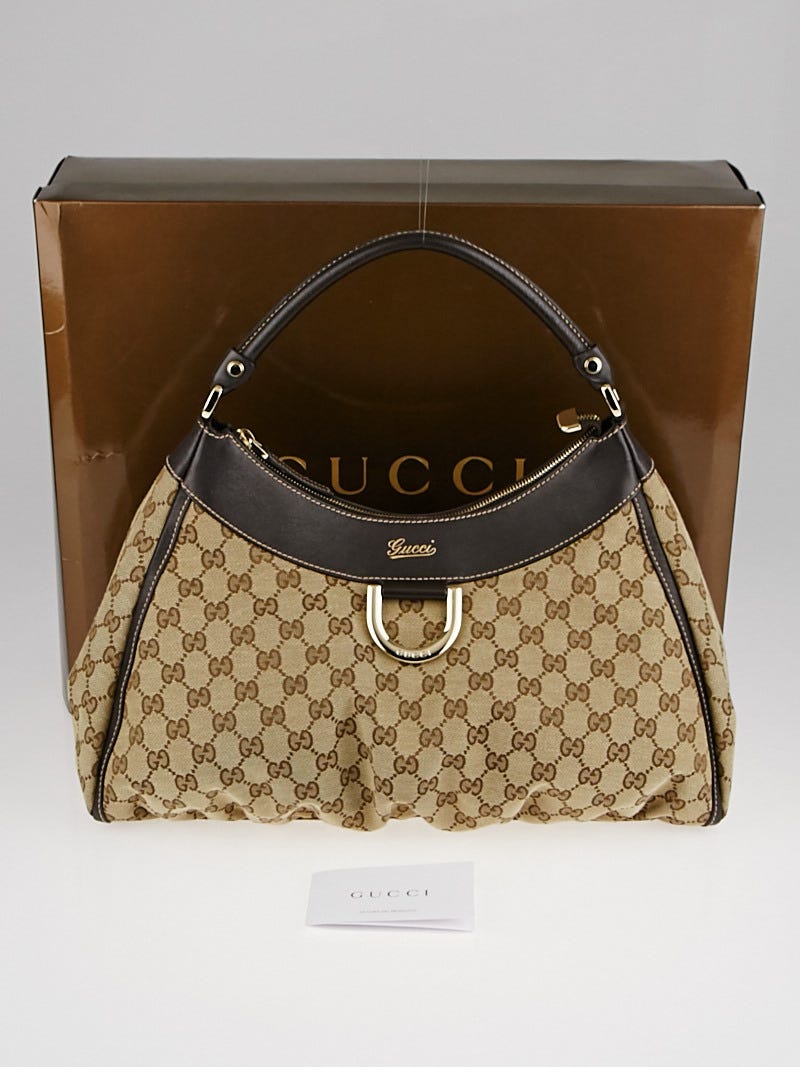 GUCCI GG Canvas Gold D Ring Tote Bag Beige/Ebony 190248