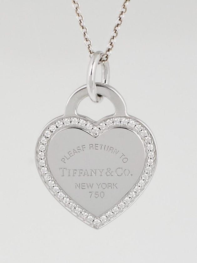 Tiffany & Co. 18k White Gold and Diamond Heart Tag Necklace