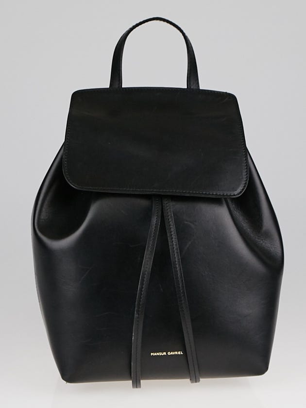 Mansur Gavriel Black/Flamma Leather Mini Backpack Bag