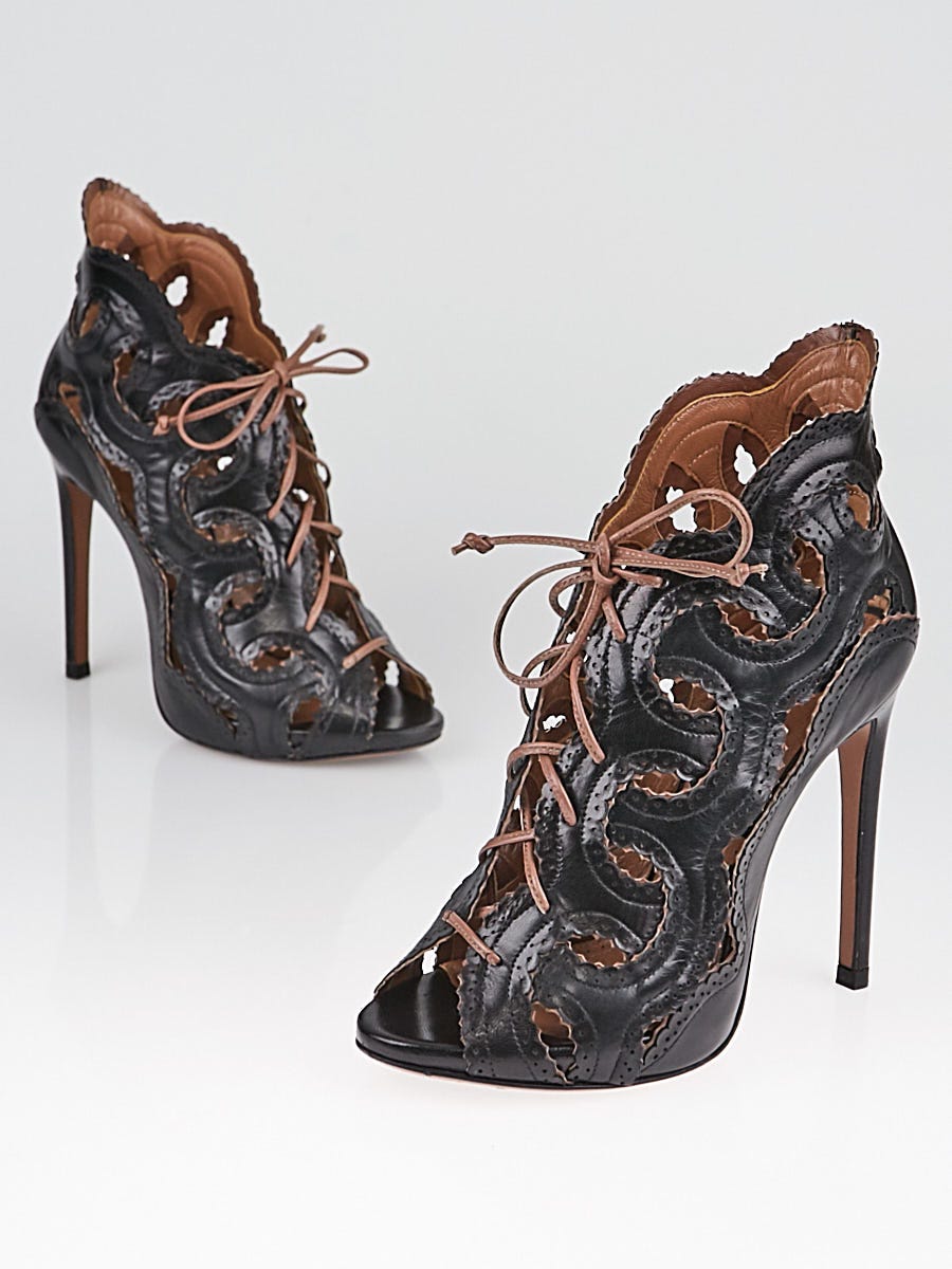 Laser cut sale peep toe booties