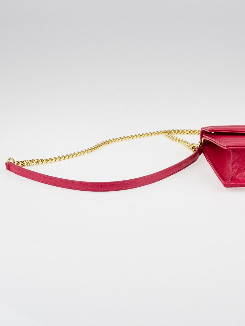 Yves Saint Laurent Fuchsia Matelasse Quilted Grained Leather Envelope Chain  Wallet Bag - Yoogi's Closet