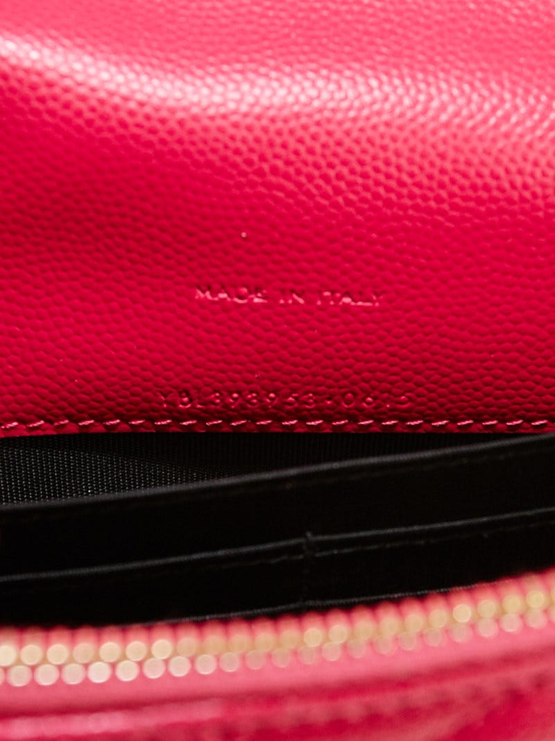 Yves Saint Laurent Fuchsia Matelasse Quilted Grained Leather Envelope Chain  Wallet Bag - Yoogi's Closet