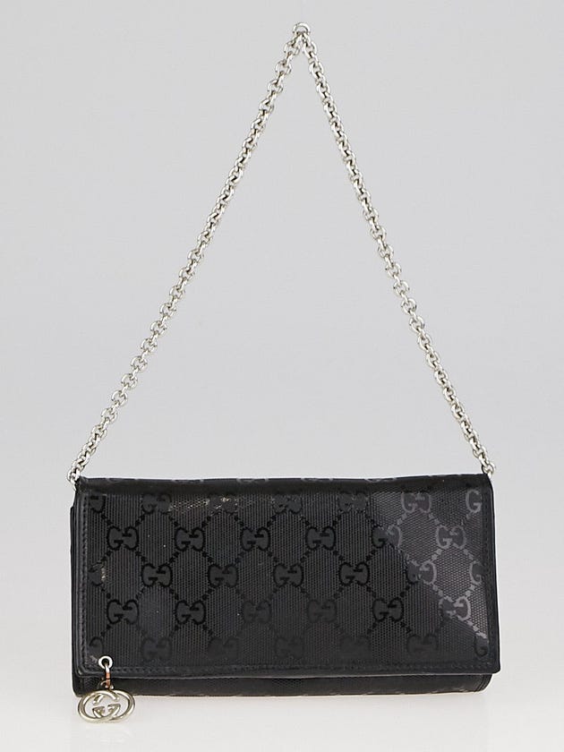 Gucci Black Imprime GG Coated Canvas Wallet-Chain Clutch Bag