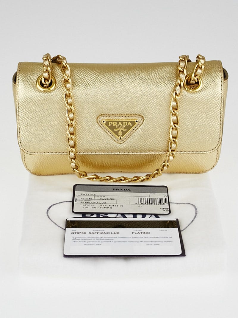 ❤︎PRADA❤︎ゴールド金具バッグ Prada Gold Brushed Leather Re-Edition 1995 Small Tote Bag