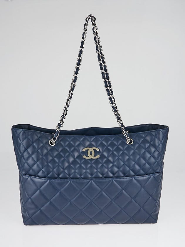 Chanel Blue Quilted Leather In The Business Large Tote Bag