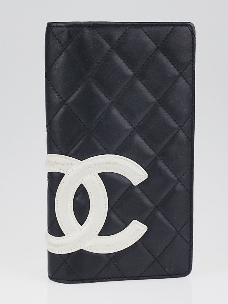 Chanel Black/White Quilted Cambon Ligne L Yen Wallet - Yoogi's Closet