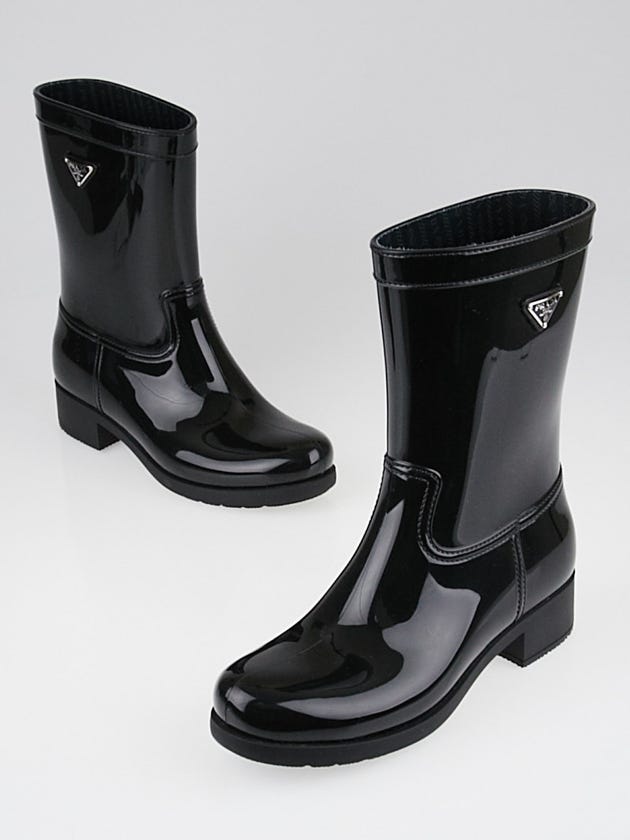 Prada Black Rubber Rain Boots Size 9.5/40