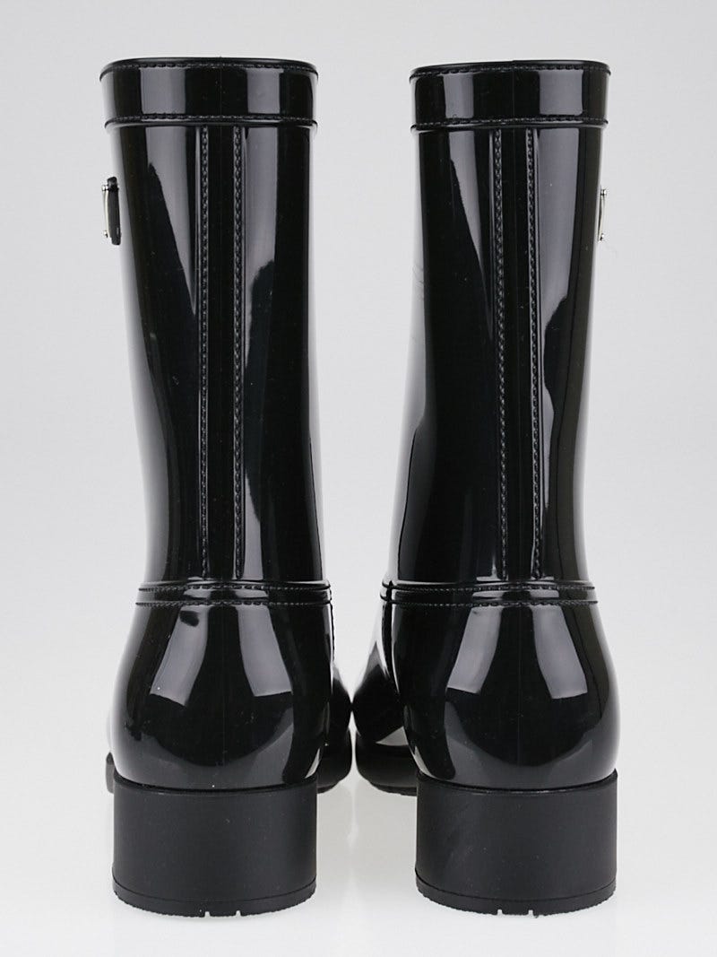 Prada Black Rubber Rain Boots Size 9.5/40 - Yoogi's Closet