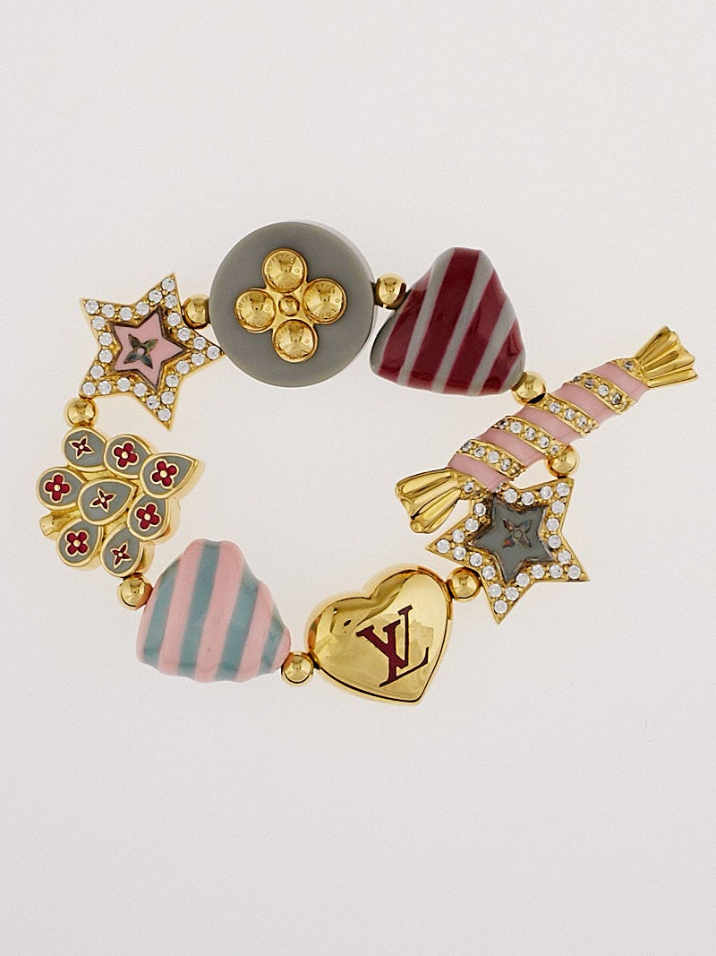 Louis Vuitton Goldtone Metal Multicolor Sweet Monogram Charm Bracelet -  Yoogi's Closet