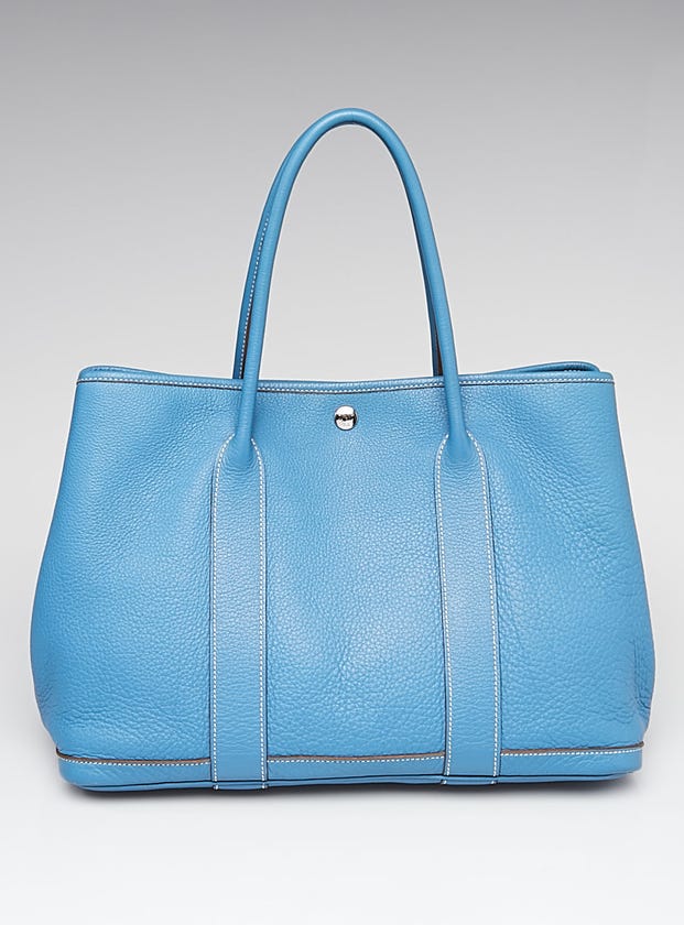 Hermes Azur Negonda Leather Garden Party MM Tote Bag