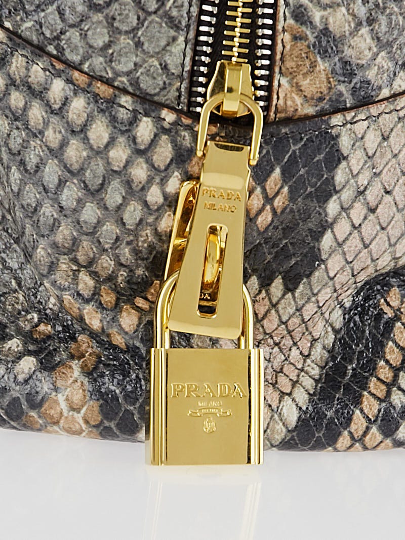 Prada Natural Snake Print Cervo Lux Leather Bauletto Bag BL555P - Yoogi's  Closet