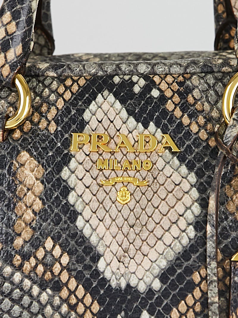 Prada Natural Snake Print Cervo Lux Leather Bauletto Bag BL555P - Yoogi's  Closet