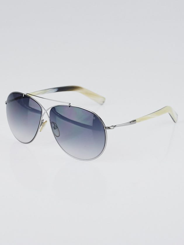 Tom Ford Silvertone Metal Frame Gradient Tint Eva Sunglasses- TF374