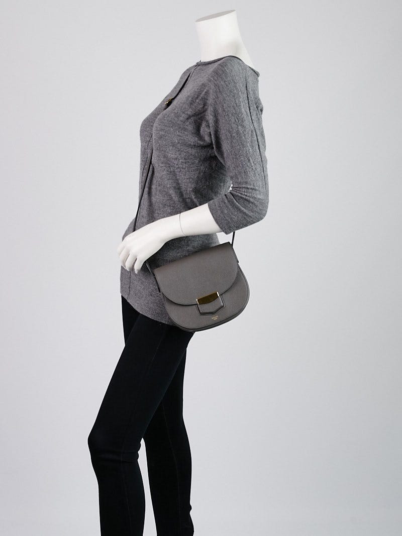 Celine Grey Grained Calfskin Leather Small Trotteur Bag Celine Grey Grained Calfskin Leather Small Trotteur Bag