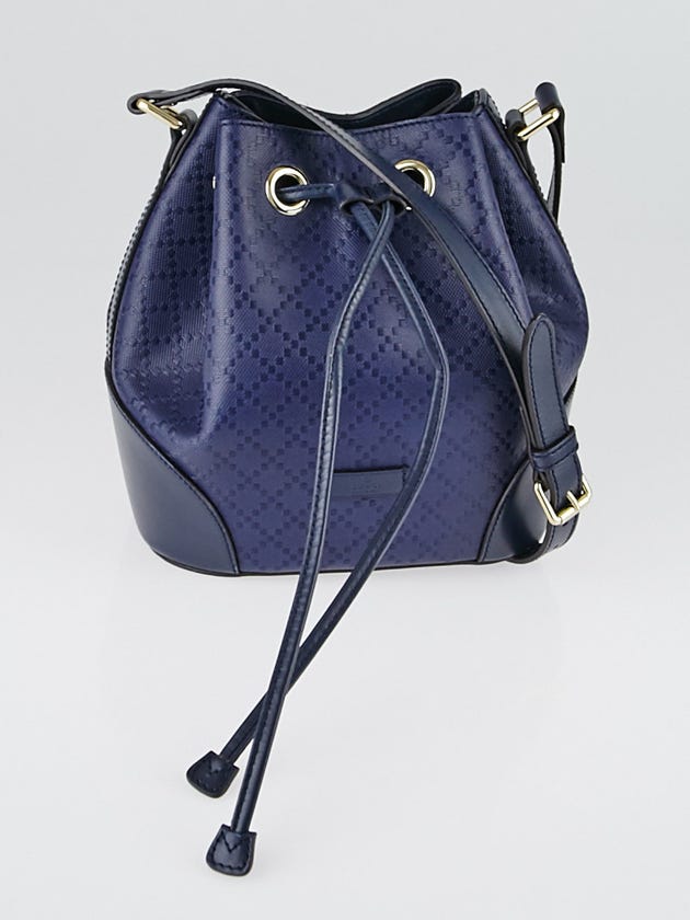 Gucci Navy Blue Diamante Leather Small Bucket Bag