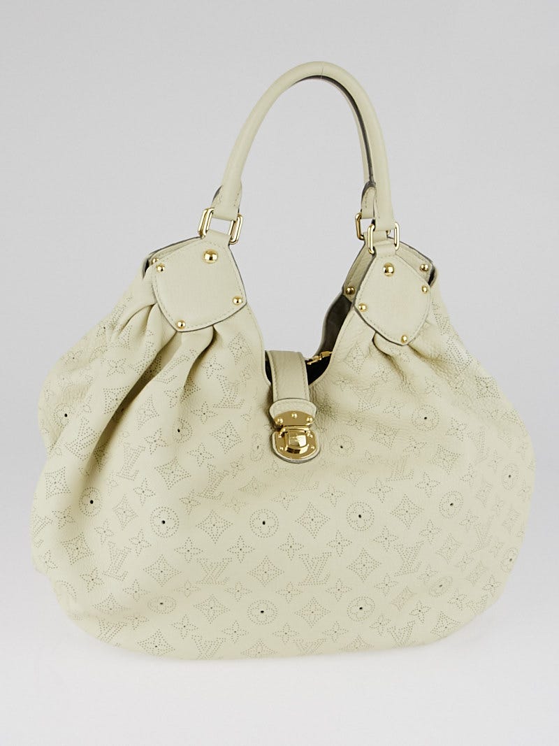 Louis Vuitton Ivory Leather Perforated Monogram Mahina XL Hobo Bag