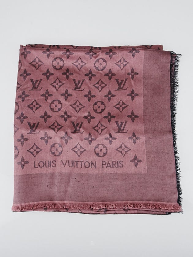 Louis Vuitton Purple Monogram Silk/Wool Shine Shawl Scarf