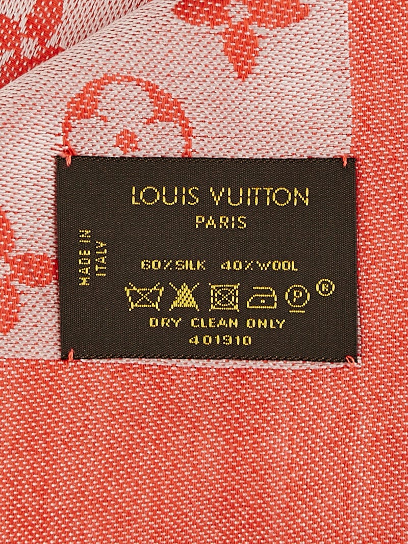 LOUIS VUITTON Wool Silk Monogram Shawl Orange 74729