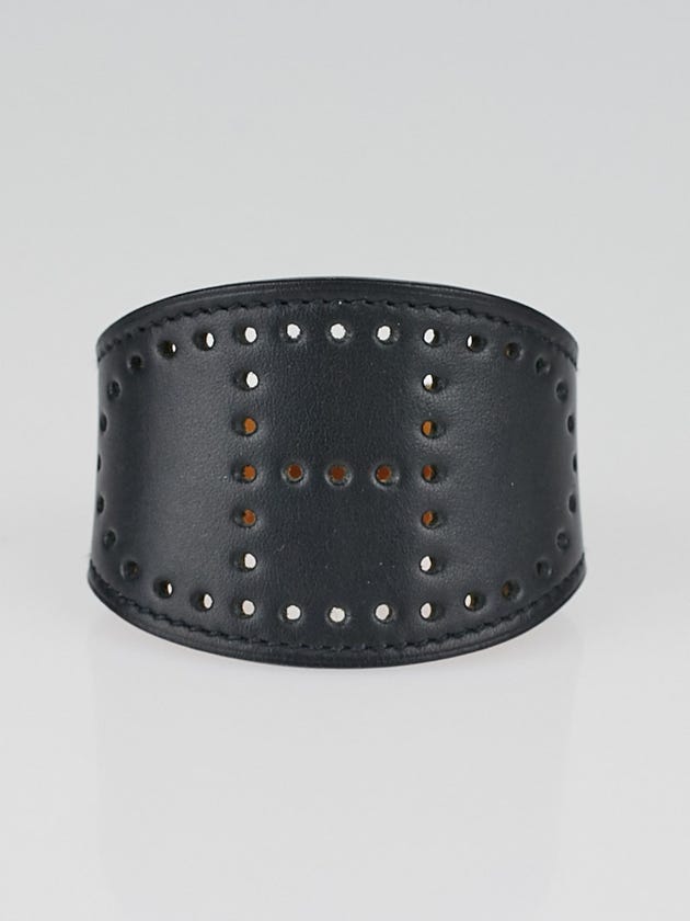 Hermes Black Swift Leather Evelyne Bracelet Size S