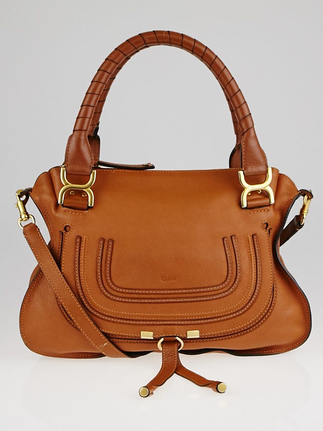Chloe Tan Leather Medium Marcie Satchel Bag