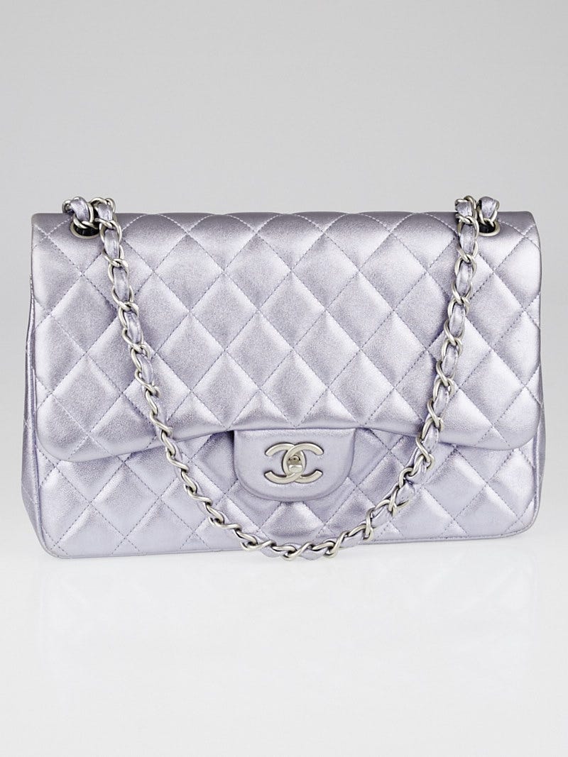 Chanel Light Purple Metallic Quilted Lambskin Leather Classic