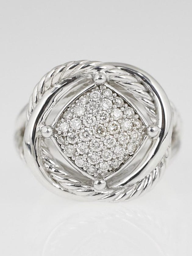 David Yurman 11mm Sterling Silver and Diamond Infinity Ring Size 7