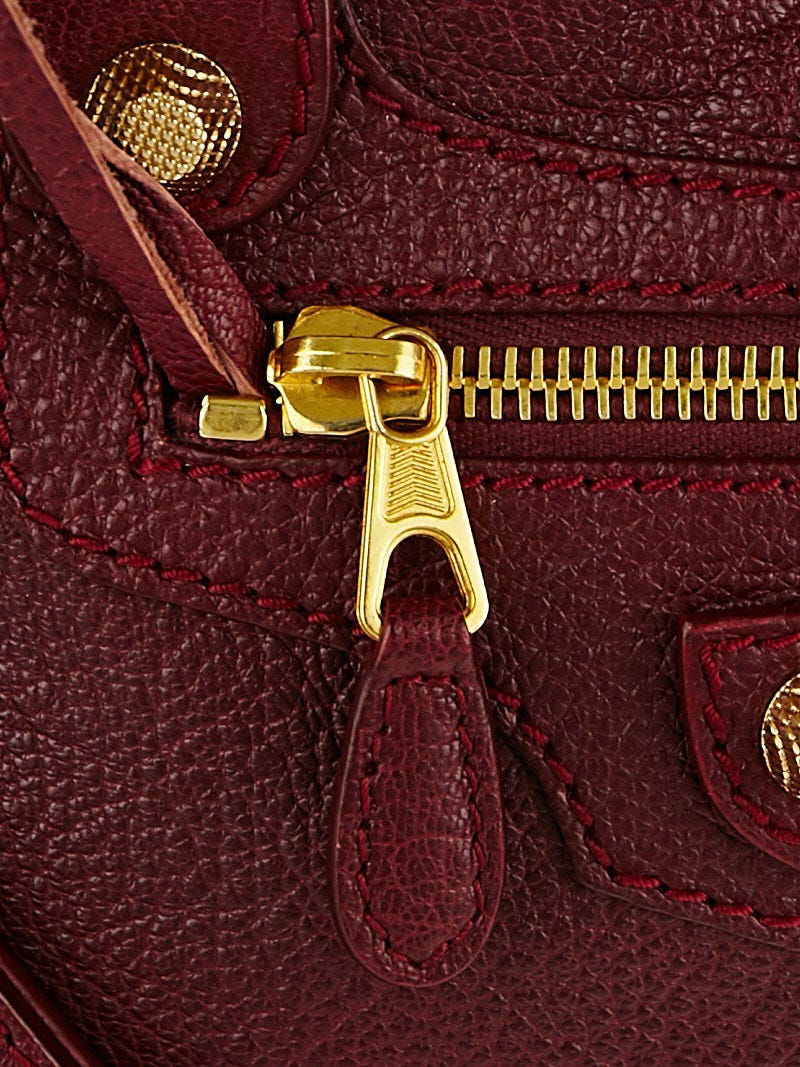Balenciaga Dark Red Chevre Leather Giant 12 Gold Velo Bag