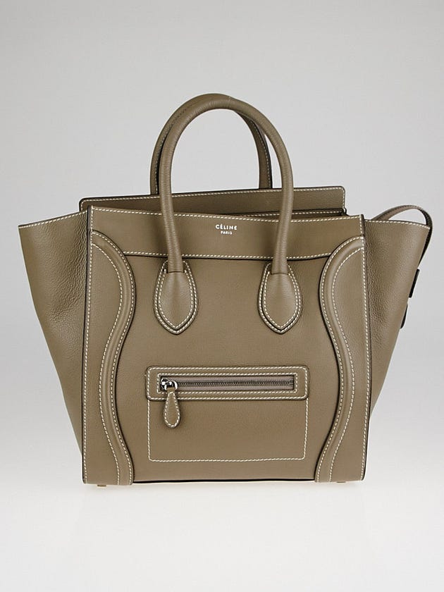 Celine Grey Drummed Calfskin Leather Mini Luggage Tote Bag