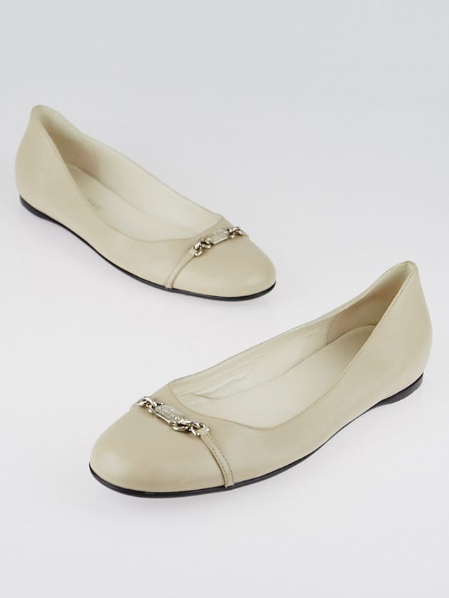 Gucci Beige Leather Ballet Flats Size 10.5/41
