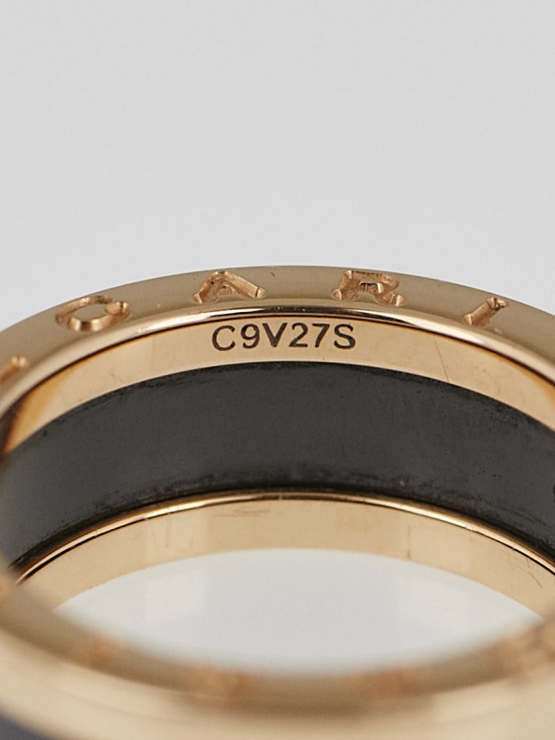 Bvlgari 18k Pink Gold and Black Ceramic B.Zero1 2 Band Ring Size 7