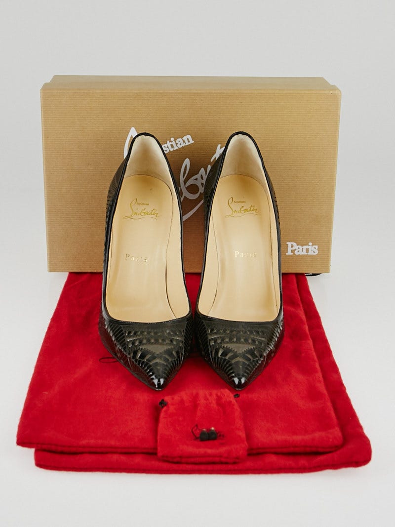 Christian Louboutin Black Patent Leather and Suede Kristali 100
