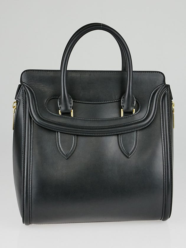 Alexander McQueen Black Leather Heroine Satchel Bag
