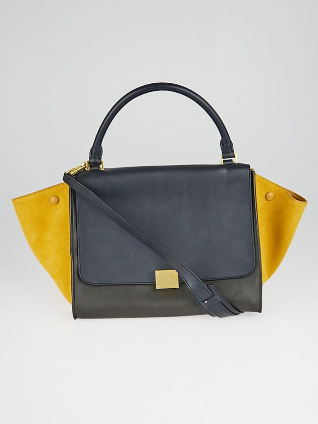 Celine Tri-Color Smooth Leather and Suede Medium Trapeze Bag