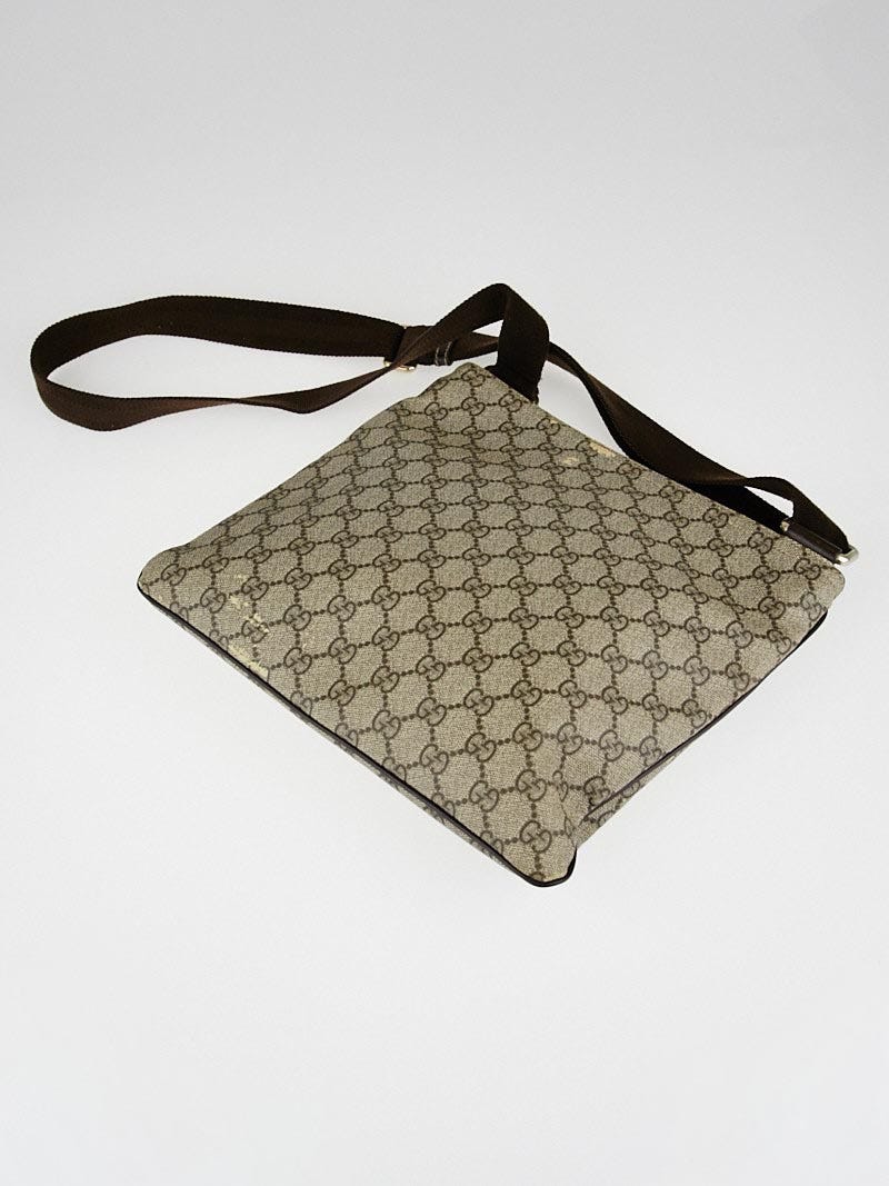 Gucci Beige/Ebony GG Coated Canvas Flat Messenger Bag