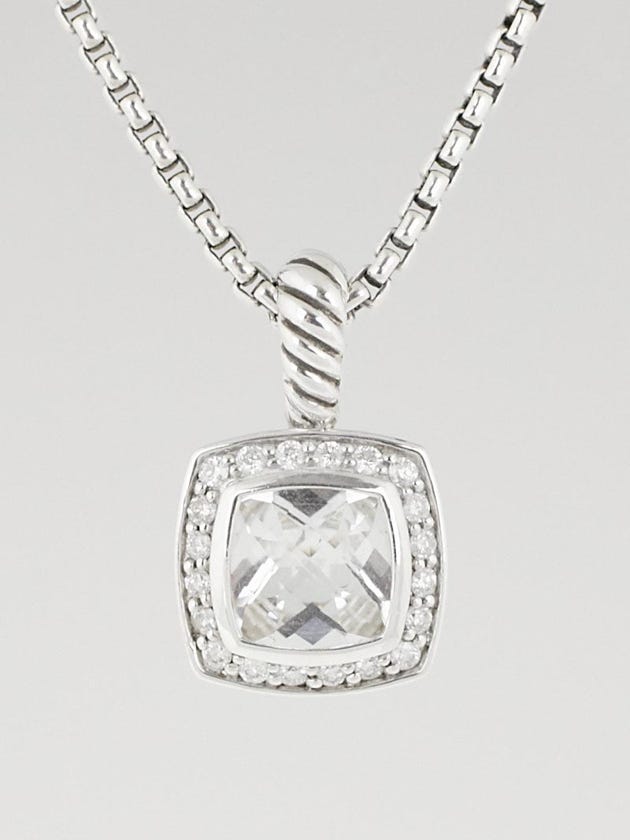 David Yurman 7mm White Topaz and Diamonds Petite Albion Pendant Necklace
