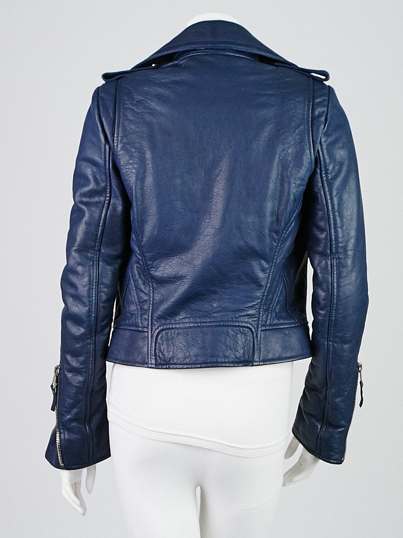 Balenciaga Dark Blue Leather Moto Size 4/36 Yoogi's