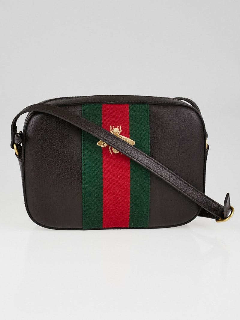 Gucci Monogram Web Small Webby Bee Shoulder Bag Dark Brown - A World Of  Goods For You, LLC