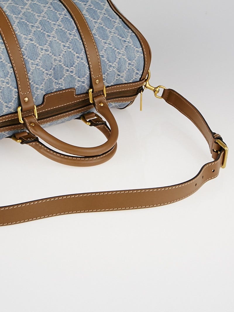 Gucci Blue GG Denim Vintage Web Boston Bag w/ Shoulder Strap