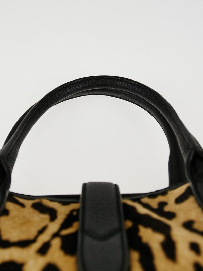 Gucci Leopard Print Pony Hair and Leather Soft Jackie Large Top