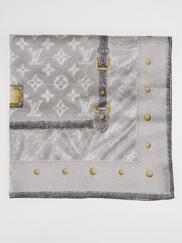 Louis Vuitton Grey Monogram Cotton Square Scarf