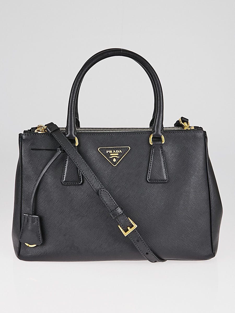 Prada Black Saffiano Leather Mini Crossbody Bag - Yoogi's Closet