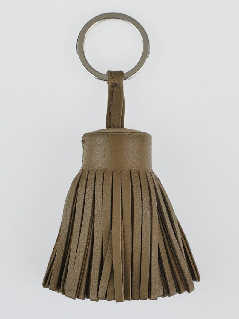 Hermes Etoupe Lambskin Leather Carmen Key Ring