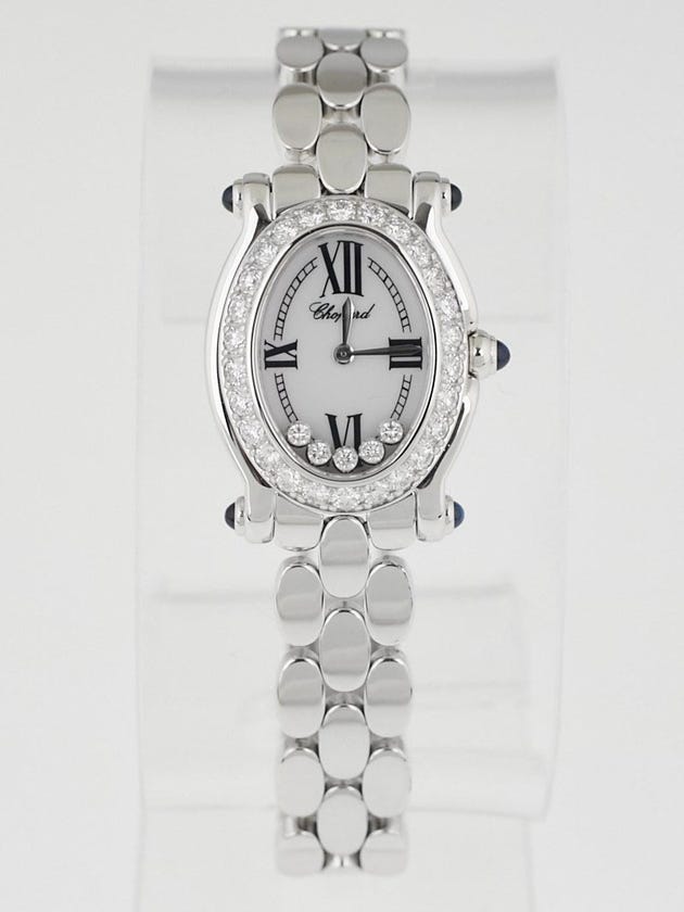 Chopard 18k White Gold and Diamond Happy Sport Oval 5 Floating Diamond Quartz Watch