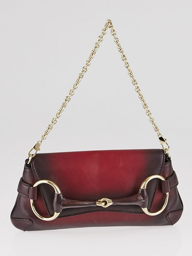 Gucci Red Soft Leather 1921 Collection Horsebit Chain Clutch Bag