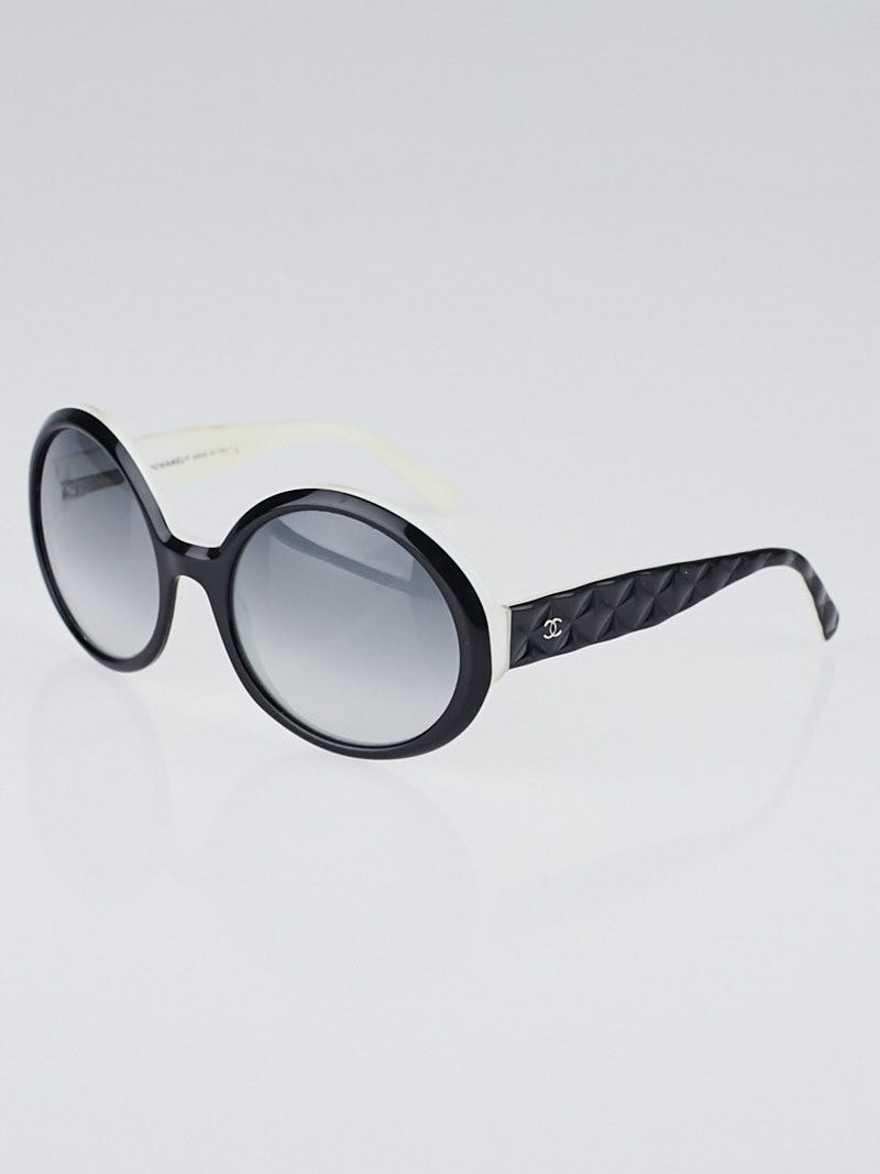 Chanel Black/White Frame Quilted CC Logo Sunglasses- 5120 - Yoogi's Closet